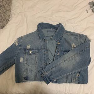Forever 21 cropped distressed jean jacket